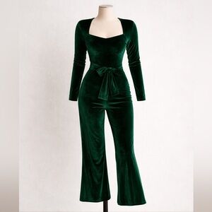 New velvet wide leg jumpsuit